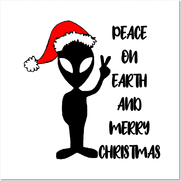 Aliens say peace on earth and merry Christmas Wall Art by S-Log